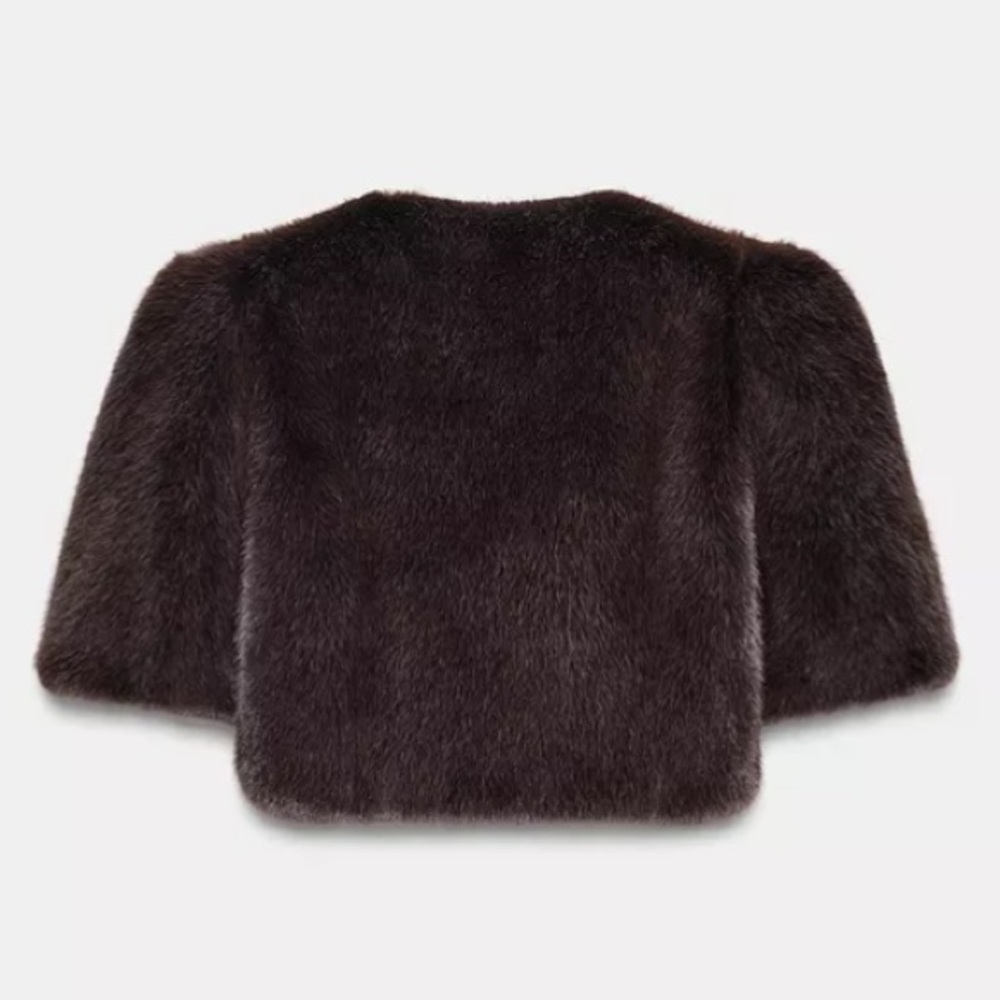 ZARA FAUX FUR JACKET ZW COLLECTION LIMITED EDITION BROWN SMALL - Picture 8 of 9